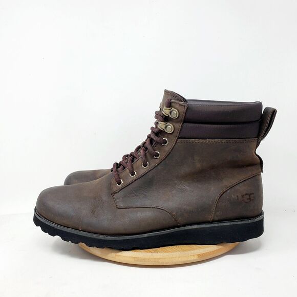 UGG Boots Mens 10 Maddock Brown Leather Lace Up Ankle Hiker Work Shoes - Picture 1 of 14